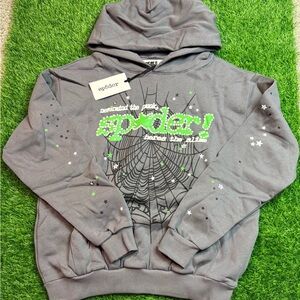 Gray Spider Web Graphic Hoodie - Men's Sweater